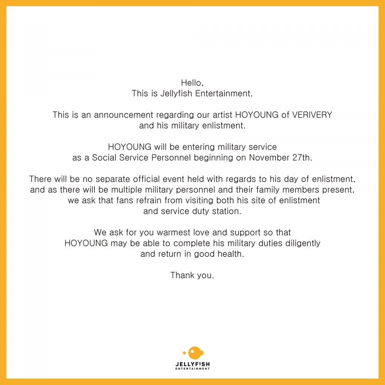 VERIVERY’s Hoyoung Announces Enlistment Date