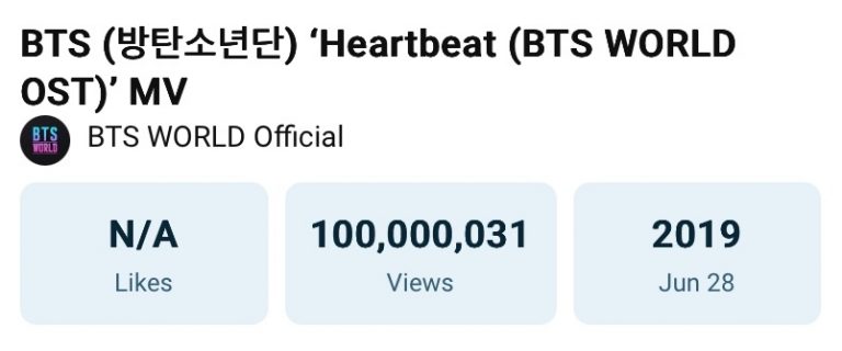 BTS’s “Heartbeat” MV Soars Past 100 Million Views
